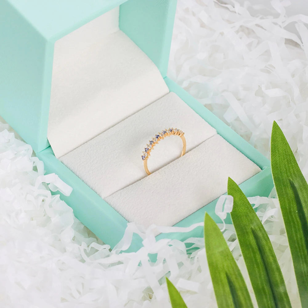 Tanzanite Zircon Double Row Micro Zirconia Fine Ring for Women