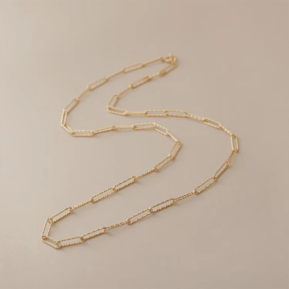 Emotional Factory 925 Sterling Silver 14K Gold Plated Layering Style Glitter Chain Necklace