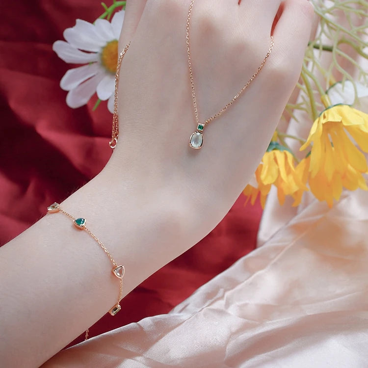 Pulseras De Piedras Naturales 925 Sterling Silver 1Gold Plated Gemstone Grape Natural Green Stone Peridot Chrysoprase Bracelet