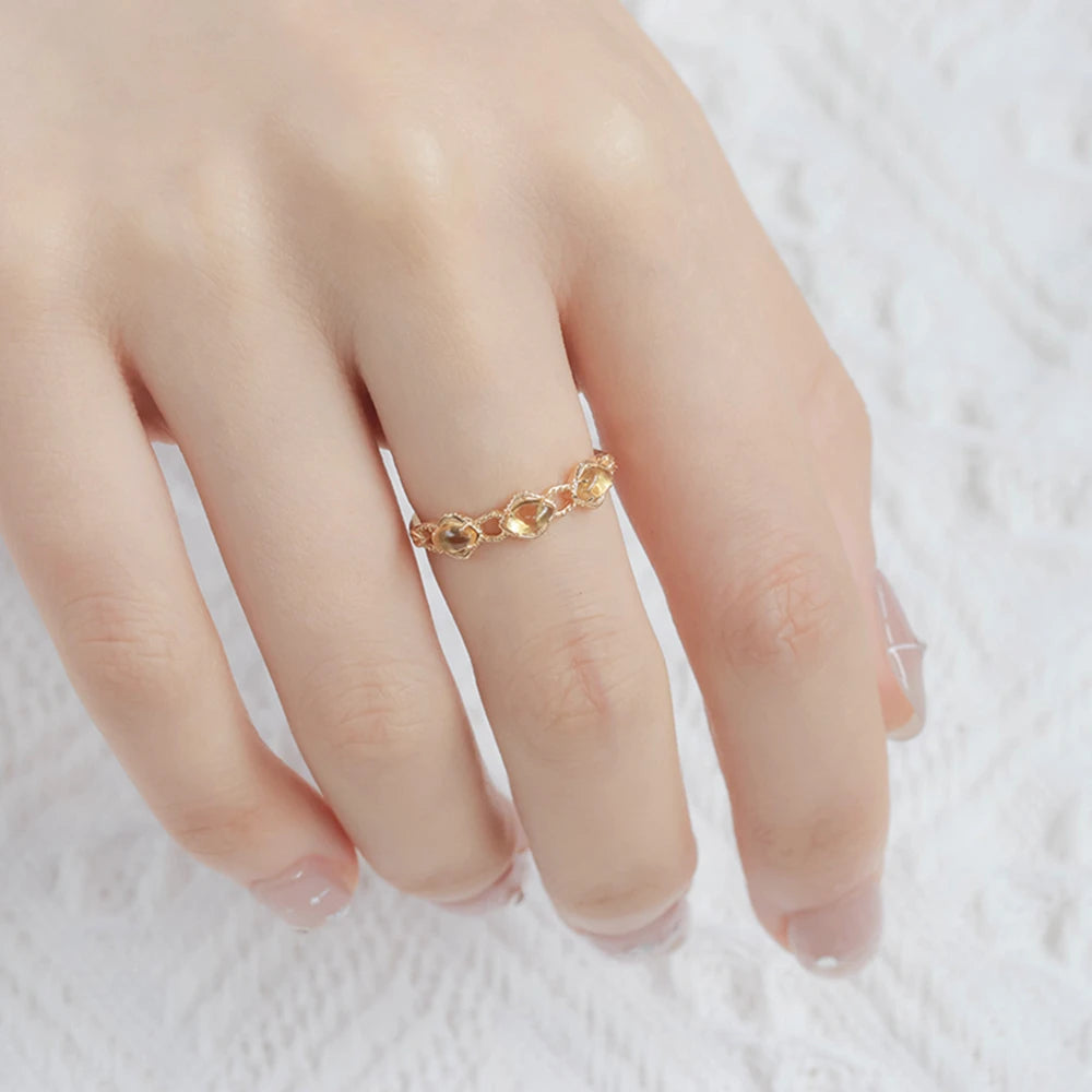 Gem Rhombus Hollow Natural Citrine Energy Ring