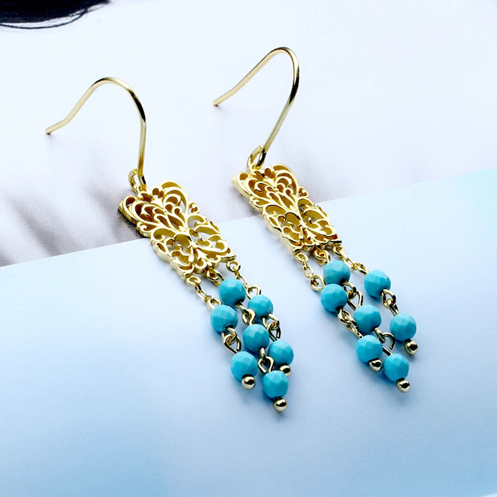 Emotional Factory 925 Sterling Gem Stone Gemstone Series Gold Vermeil Necklace Silver Turquoise Earrings