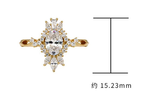 Emotional Factory 925 Sterling Silver 14K Gold Plated Irregular Rhombic Cz Zircon Noble Design Geometrical  Ring