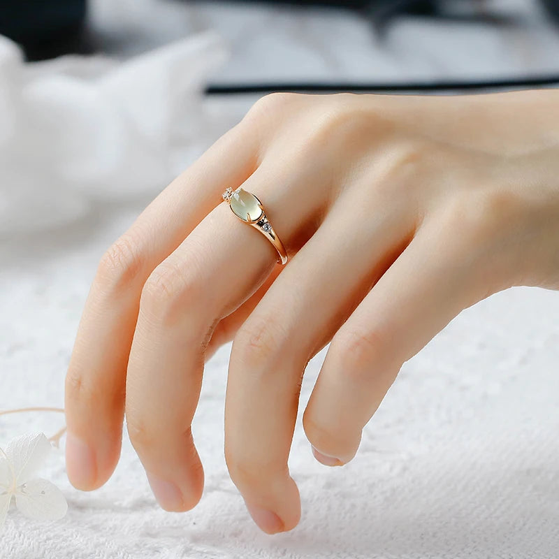 Light Luxury Gem Female Handpiece Green Grape Stone Ring Sterling Silver 925 Ring