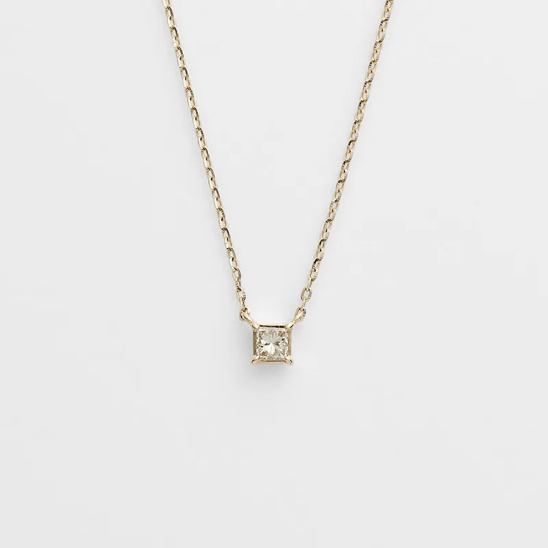 Emotional Factory 925 Sterling Silver 14K Gold Plated Gemstone Sample Geometric Square Moissanite Necklace