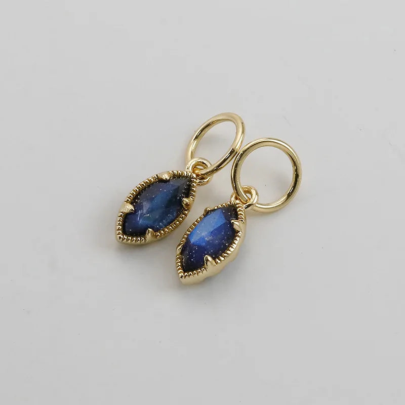 Emotional Factory 925 Sterling Silver 14K Gold Plated Gemstone Elegant Starry Sky Eyes Natural Blue Labradorite Earrings