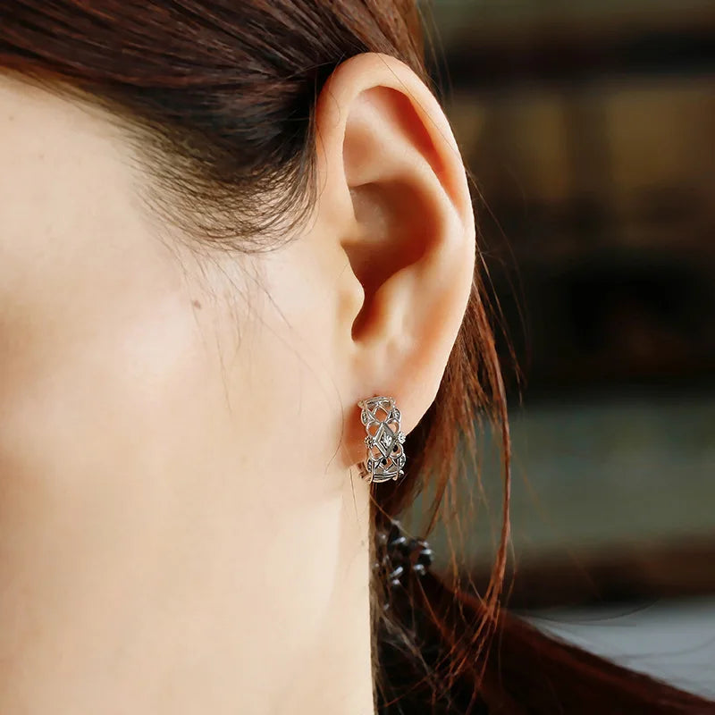 Emotional Factory 925 Sterling Silver 14K Gold Plated Layered Two-Colour Plating Hollow Ring Colour Separation C Earrings