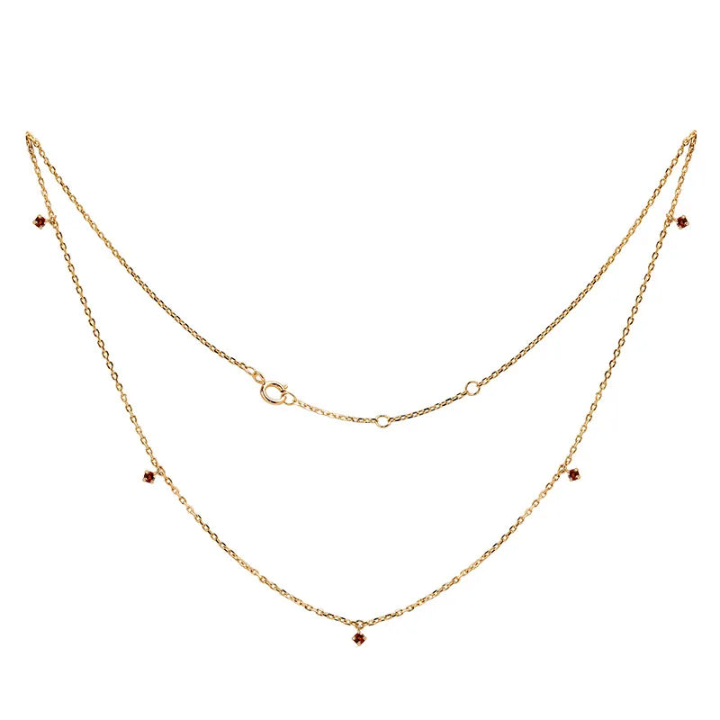 Emotional Factory 925 Sterling Silver 14K Gold Plated Gemstone Exquisite Women'S Natural Red Garnet Starry Sky Necklace