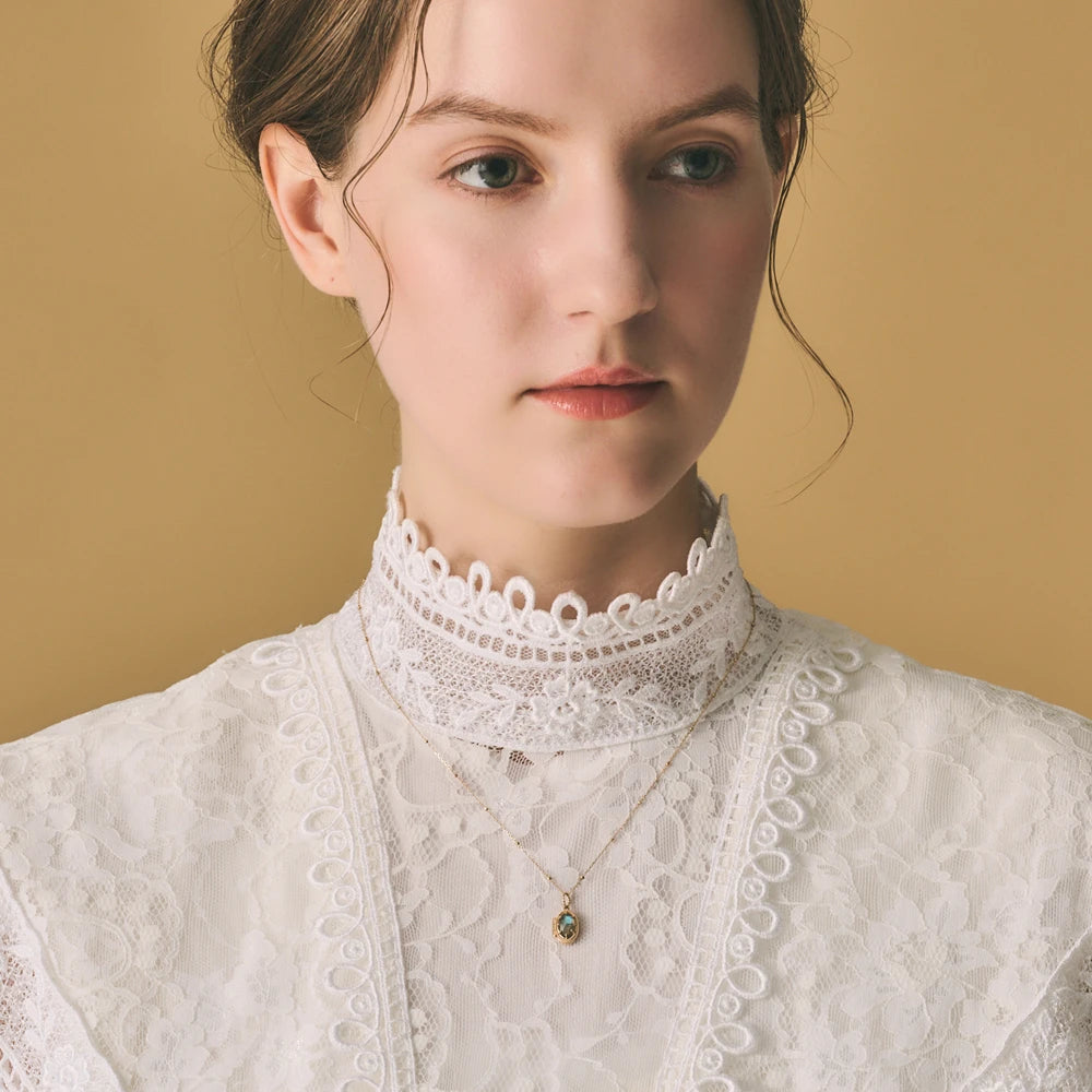 Emotional Factory 925 Sterling Silver 14K Gold Plated Gem Stone Gemstone Retro Layer Stone  Amazonite Labradorite Necklace