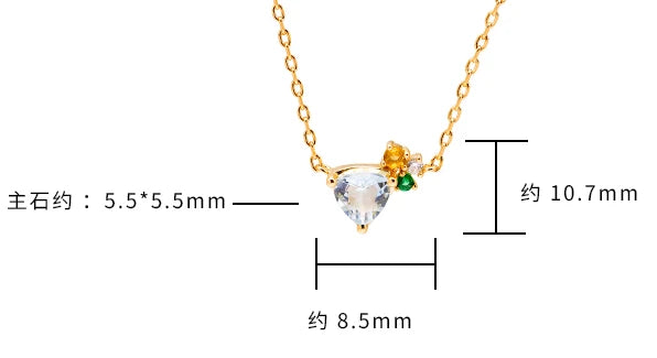 Emotional Factory 925 Sterling Silver 14K Gold Plated Geometric Triangular Star Zircon Topaz Citrine Simulate Emerald Necklace