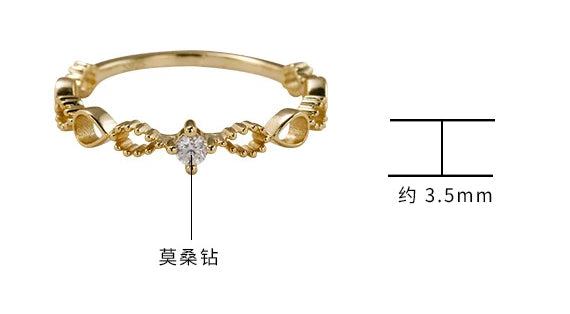 Emotional Factory 925 Sterling Silver 14K Gold Plated Gemstone Sample Stacked Thin Moissanite Ring