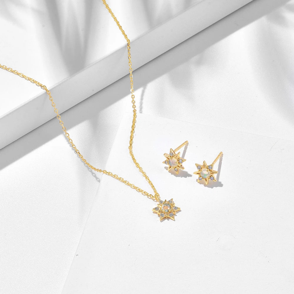 Gem Retro Natural Opal Vintage Earring Mans Star Necklace