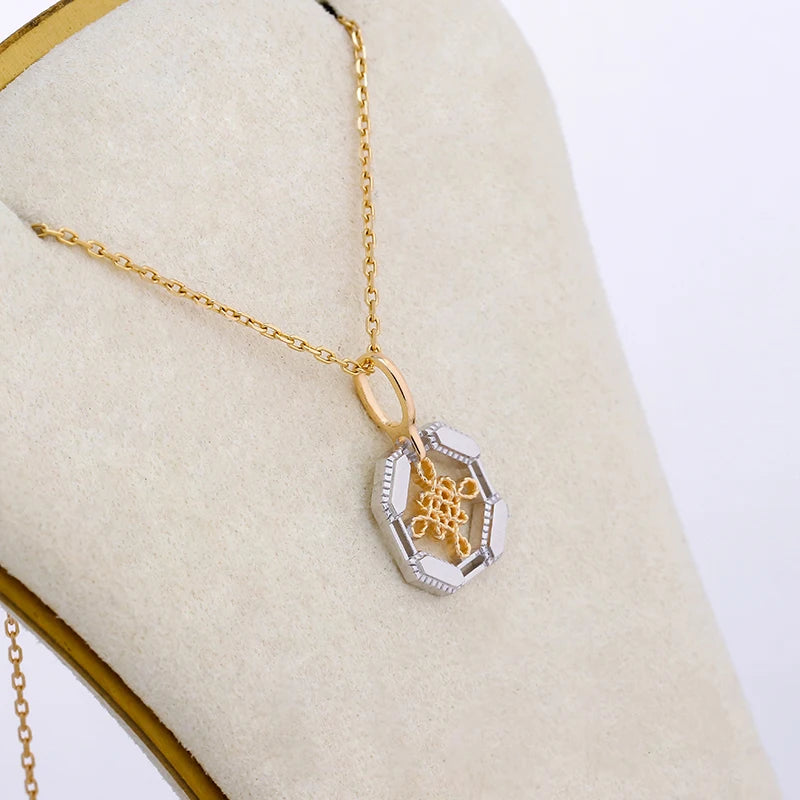 2024 New Arrival National Style Chinese Knot Element S925 Silver 2 Tones Gold Color Jewelry