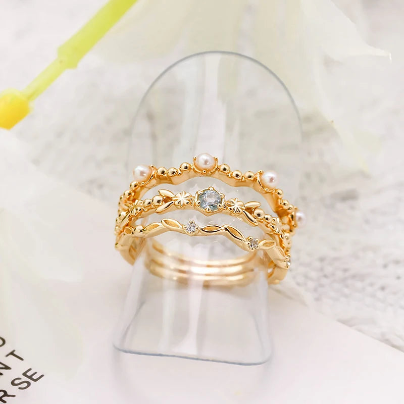 2023 Spring New Japanese Style Simple Light Jewelry Natural Aquamarine S925 Silver Ring