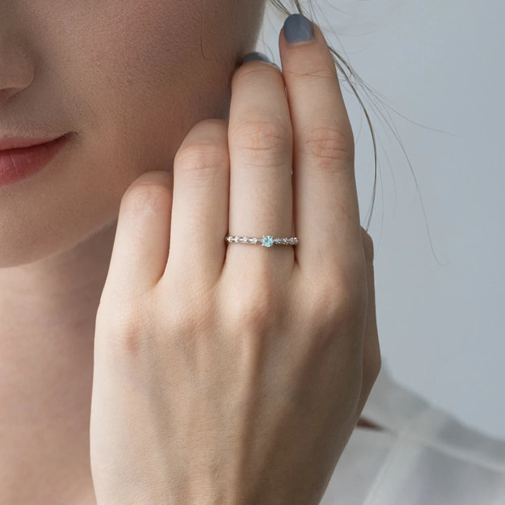 Emotional Factory 925 Sterling Silver 14K Gold Plated Gem Stone Gemstone Cz Zircon Geometric Square Apatite Ring