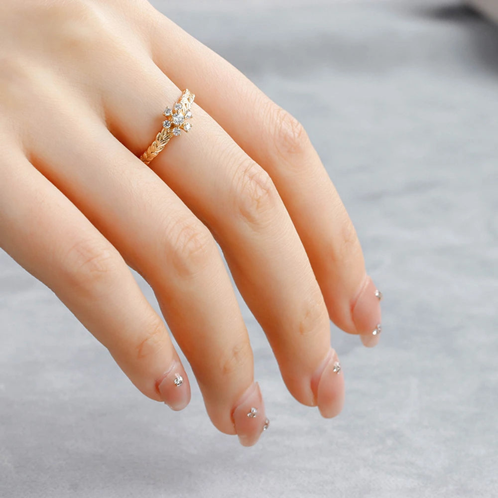 Emotional Factory 925 Sterling Silver 14K Gold Plated Cz Zircon Retro Hollow Flower Snowflake Design Ring