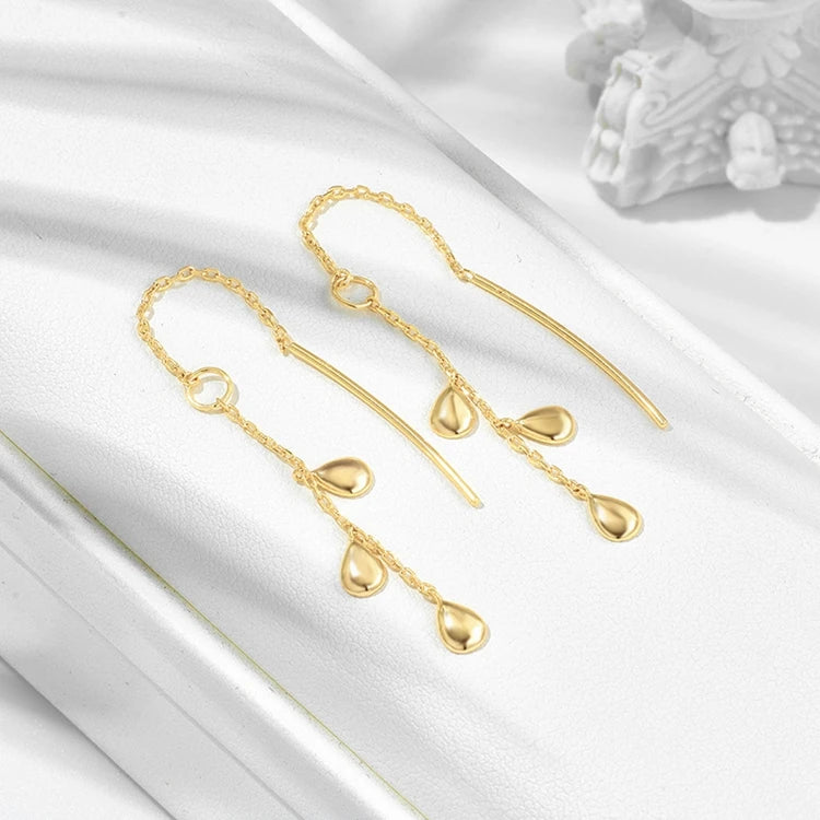 Emotional Factory 925 Sterling Silver 14K Gold Plated Bead Irregular Ear Wires Drop Earrings