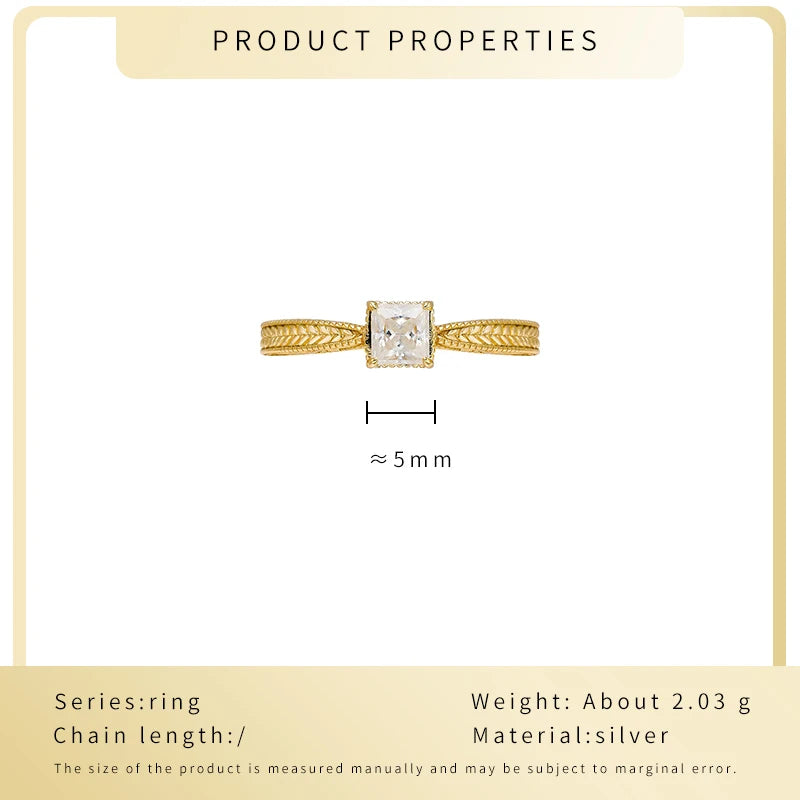 Customizable Luxury S925 Silver Gold-Plated Princess-Cut Zircon Wedding Ring for Women - Available in 14K/18K