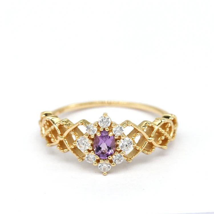 Ice Crystals Hollow Amethyst Ornate Ring