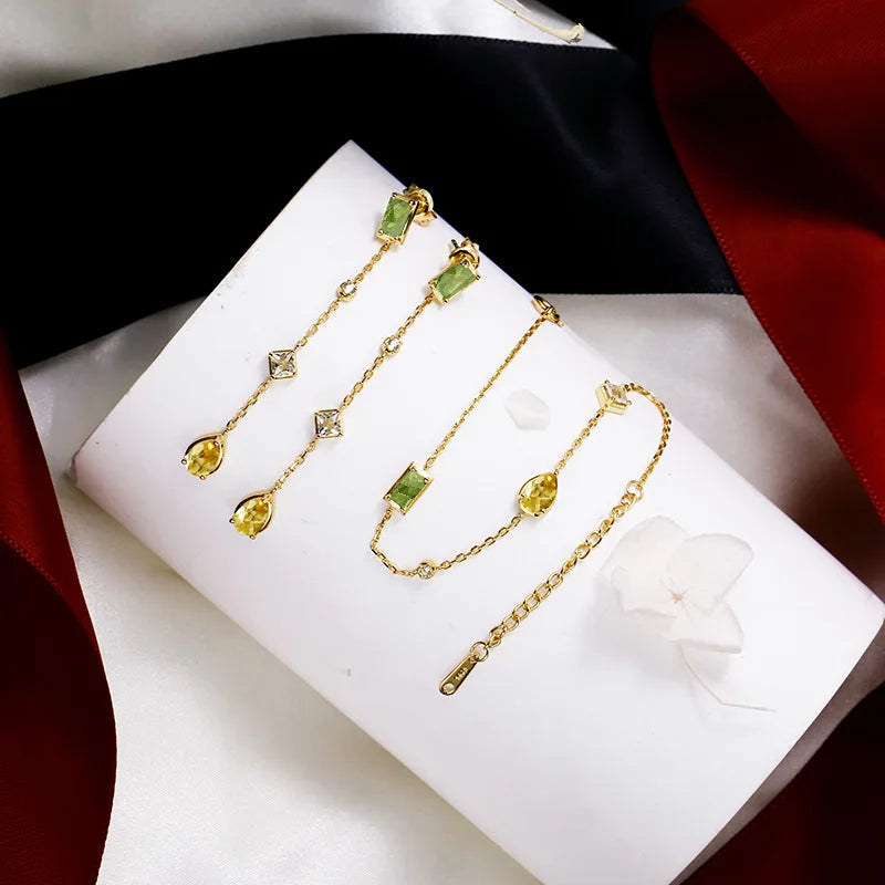 Emotional Schmuck Hersteller Factory 925 Sterling Silver 14K Gold Plated Gemstone Citrine White Topaz Peridot  Bracelet