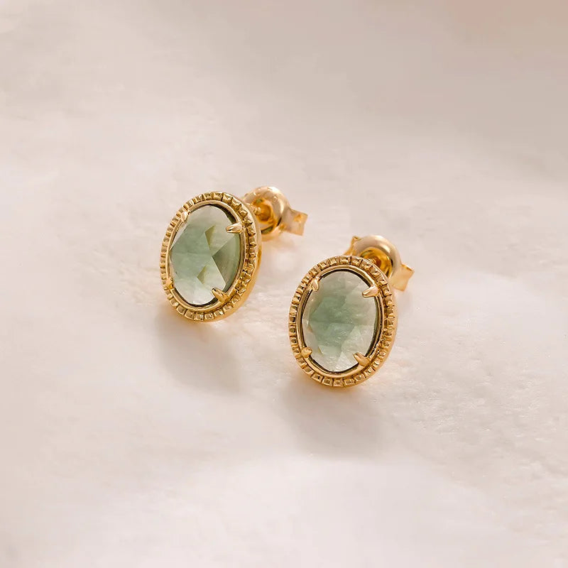 Light Luxury Jewelry 2023 New Sapphire Green Amethyst 925 Silver K Gold Plated Earrings Women's High-end Ear Jewelry Custom