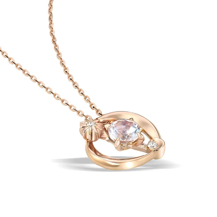 Emotional Factory 925 Sterling Silver 14K Gold Plated Gemstone Moonstone Topaz Custom Stone Necklace