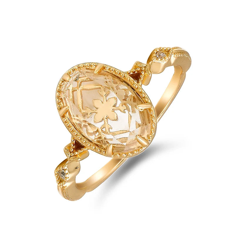 2025 Winter Bague Femme New Product Natural White Crystal Ring S925 Silver Plated Luxury Flower Bezel Women's Ring