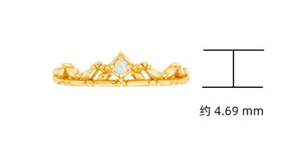 925 Sterling Silver 14K Gold Plated Gemstone Natural Opal Exquisite Crown Hollow Ring