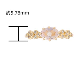 Emotional Factory 925 Sterling Silver 14K Gold Plated Gemstone Series Zircon Rose Quartz Natural Pink Crystal Ring