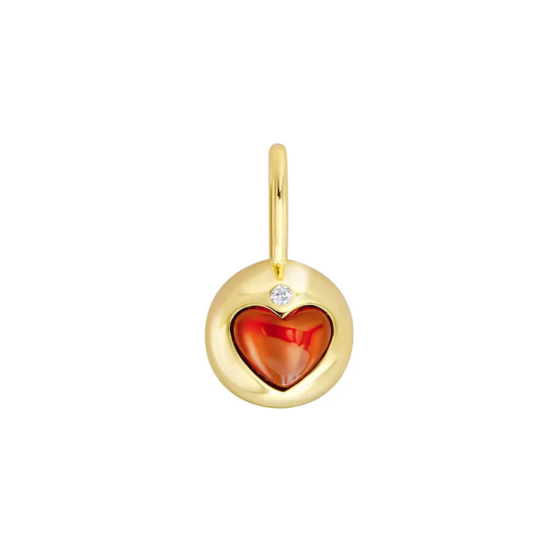 Emotional Factory 925 Sterling Silver 14K Gold Plated Gemstone Heart Love Rutile Red Garnet Necklace