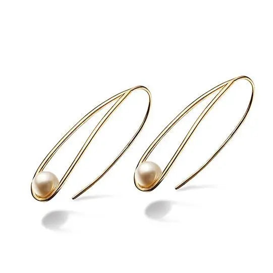 Elegant Drop-shaped Hollow Design Simple Earrings S925Silver Plating14KGold Natural Water Pearl Earrings