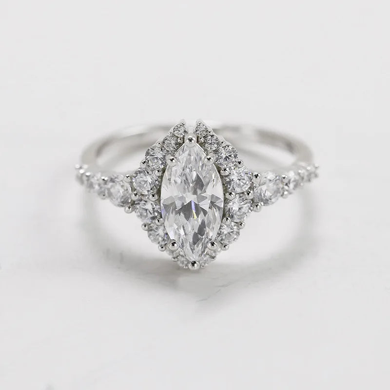 Emotional Factory 925 Sterling Silver 14K Gold Plated Gemstone Retro Cz Zircon Drop High-Carbon Diamonds Ring