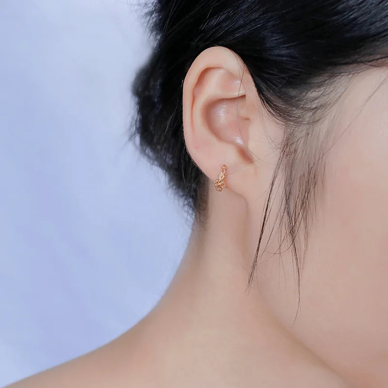 Emotional Factory 925 Sterling Silver 14K Gold Plated Gemstone Hollow Vintage Cross Pentagram Sparkling Rays Hoop Earrings