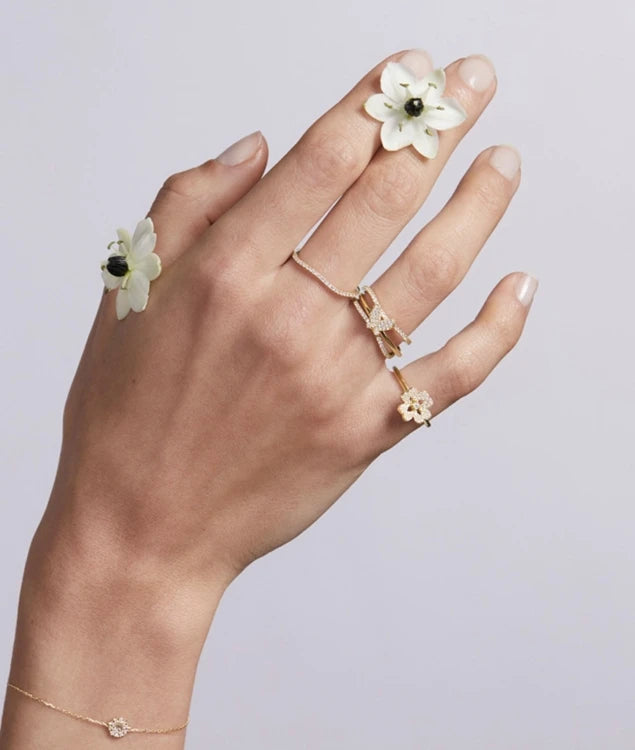 Emotional Factory 925 Sterling Silver 14K Gold Plated Gemstone Minimalist Mini Zircon Butterfly Ring