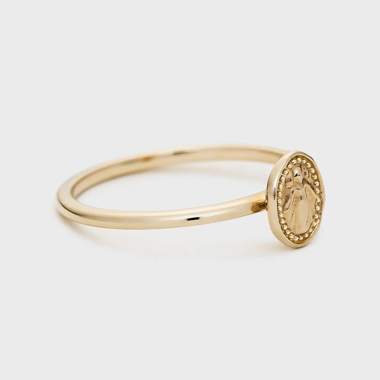 Emotional Factory 925 Sterling Silver 14K Gold Plated Bead Portraits Three-Dimensional Ring Patterned Rings