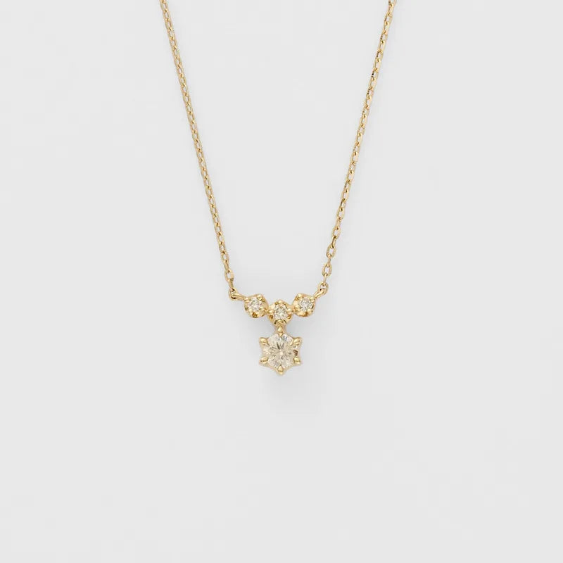 Emotional Factory 925 Sterling Silver 14K Gold Plated Gemstone Y Shaped Sample Round Stone Moissanite Chain Necklace