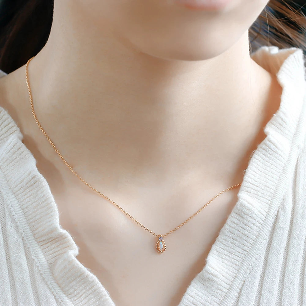 Bohemian Big Geometric Drop African Opal Necklace