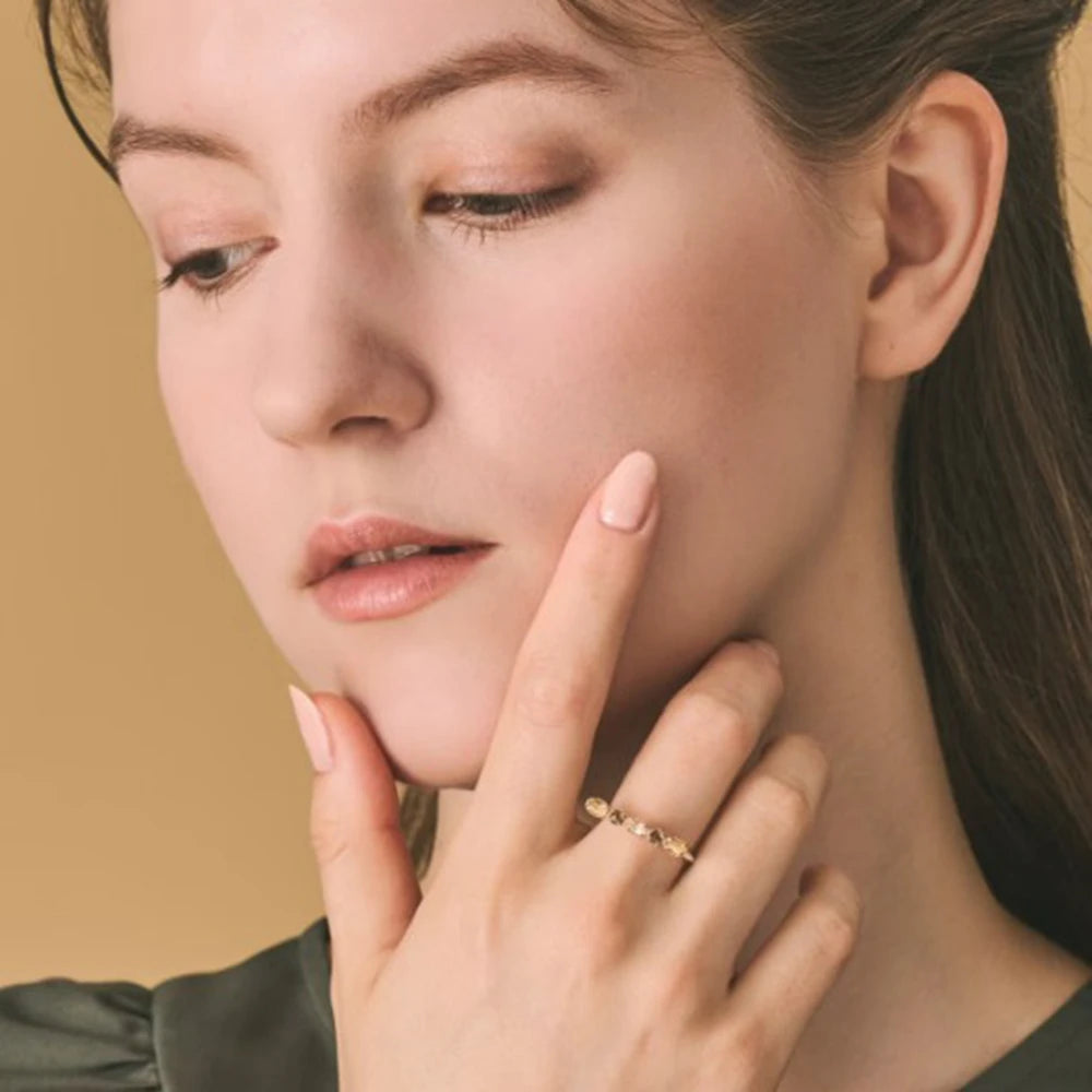 925 Sterling Silver 14K Gold Plated Gem Stone Taurus Pisces Bar Guardian Stone Tea-Coloured Citrine Rutilated Quartz Ring