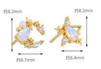 Emotional Factory 925 Sterling Silver 14K Gold Plated Gemstone Blue Quartz Stone Moon Star Earrings