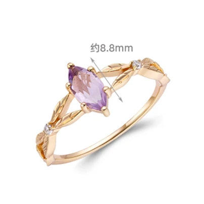 925 Sterling Silver 14K Gold Plated Gemstone Zircon Lavender Amethyst X Ladies Ring