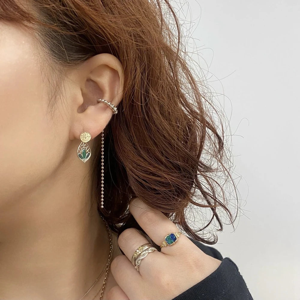 925 Sterling Silver 14K Gold Plated Gem Stone Gemstone Literary Retro Ring Classical Elegant Enamel Hoop Earrings