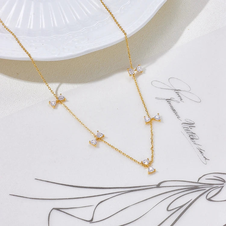 925 Sterling Silver Gold Plated Gemstone Kite Premium Lightweight Long Bow Tie Necklace