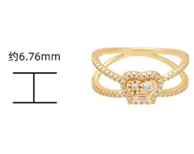 925 Sterling Silver 14K Gold Plated Zircon X Shaped Face Personalized Grimace Ring