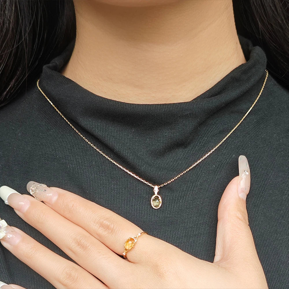 Joyeria Plata 925 Conjunto 925 Sterling Silver 14K Gold Plated Gemstone Geometrical Egg-Shaped Rings Spring Flowers Citrine Ring