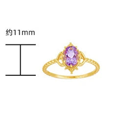 925 Sterling Silver 14K Gold Plated Gemstone Series Crown Bubble Luxury Amethyst Lace Ring