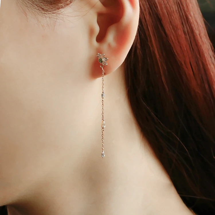 Emotional 925 Sterling Silver 14K Gold Plated Gem Stone Gemstone Retro  Cz Zircon Round White Shell Sky Blue Glass Earrings