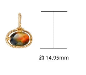 Emotional Factory 925 Sterling Silver 14K Gold Plated Gemstone Oval Natural Stone Ammolite Necklace