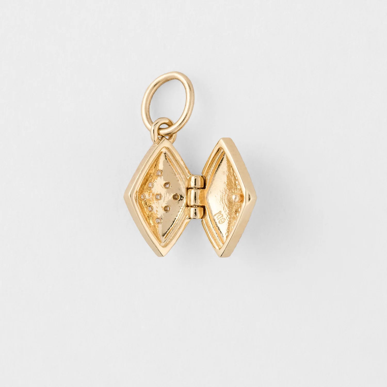 Elegant French Retro S925 Silver 14K Gold Plated Adjustable Double-Sided Lockets Pendant with Sparkling White Zirconium