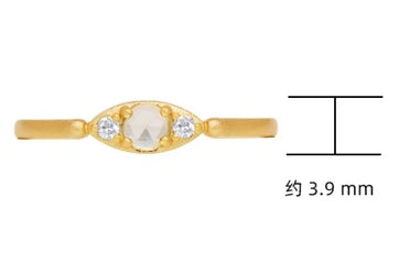 Emotional Factory 925 Sterling Silver 14K Gold Plated Gemstone Sandblasted Design Rock Crystal  Crystal White Zircon Ring