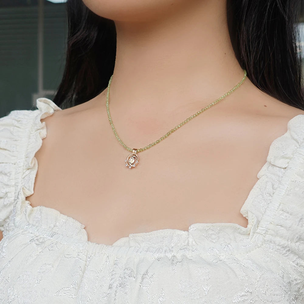 Factory 925 Sterling Silver 14K Gold Plated Gemstone Bunny Star Moon Quadruple Mansion Moissanite Two-Piece Set Pendant