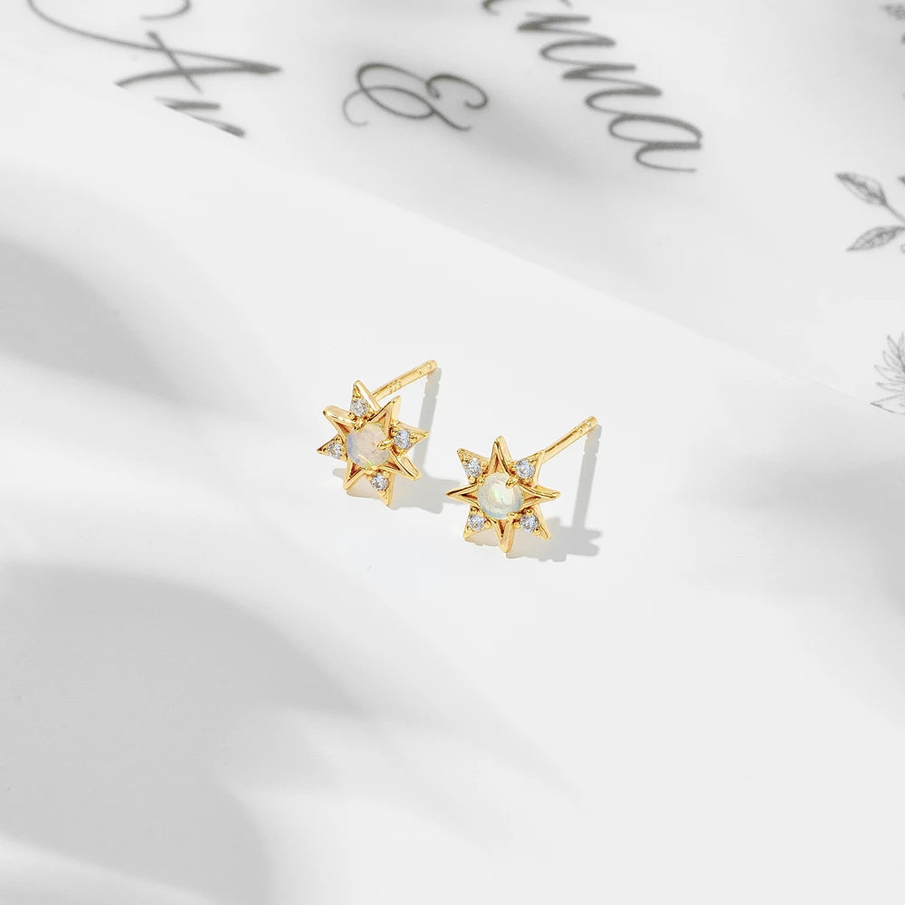 Gem Retro Natural Opal Vintage Earring Mans Star Necklace